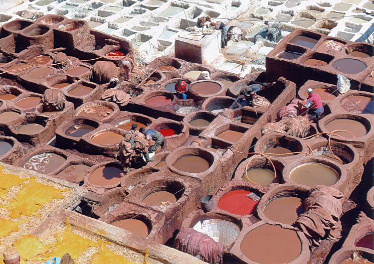 Leder-Gerberei und Färberei in Fes
